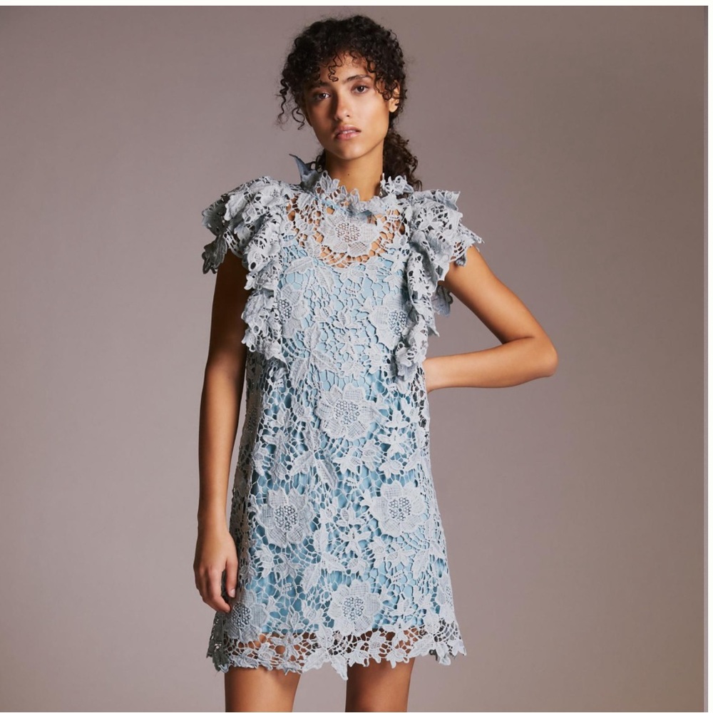 Lace shift mini dress - Anthropologie - iris blue